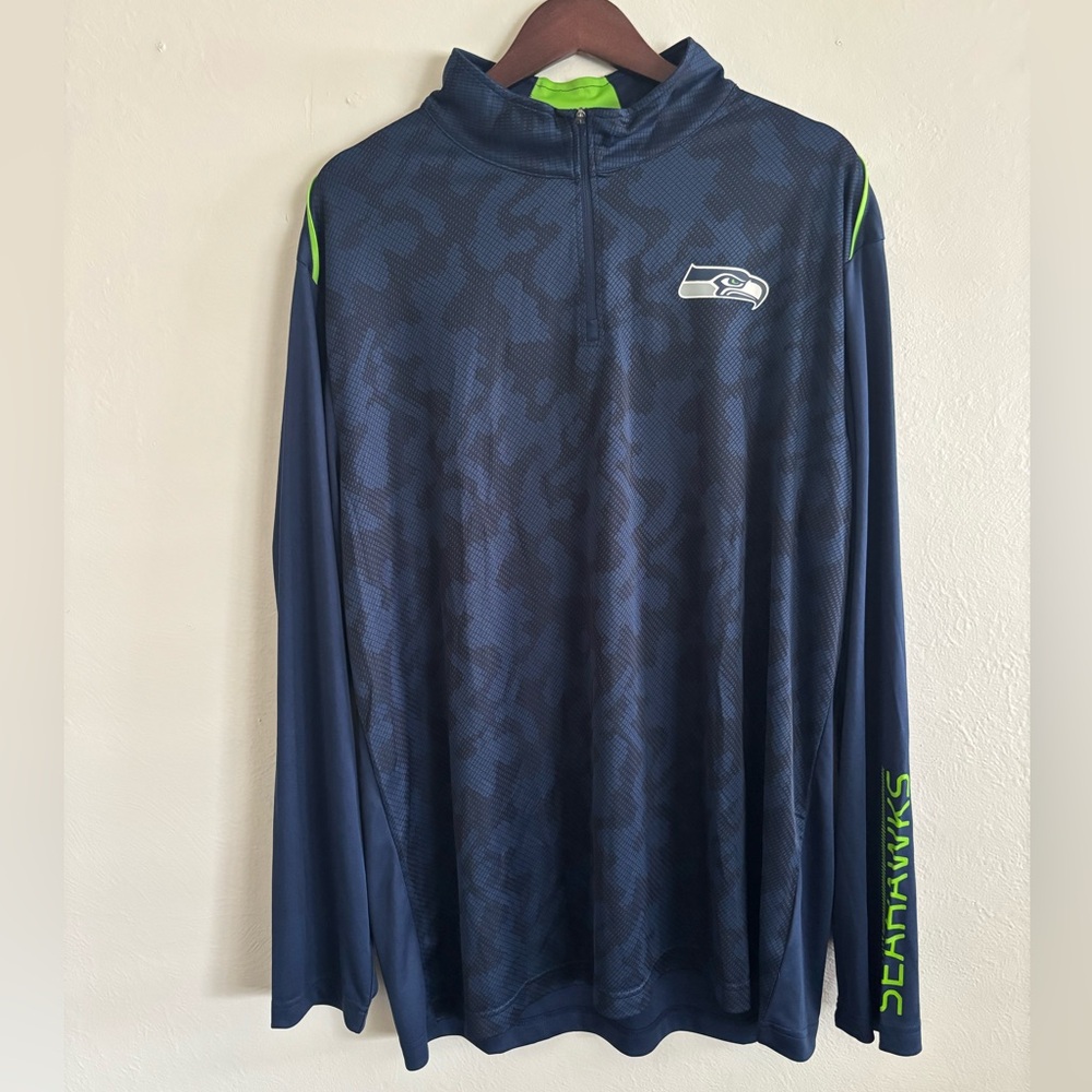 Seattle Seahawks NFL Team Apparel Quarter Zip Jackets Blue Sizes XL and XXL New